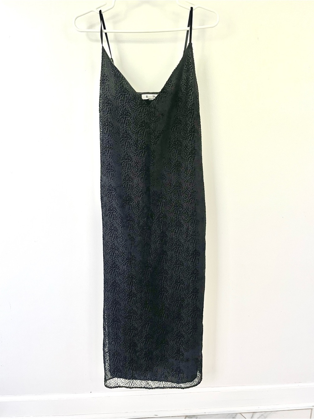 Black Slip Midi Dress with Overlay - Women